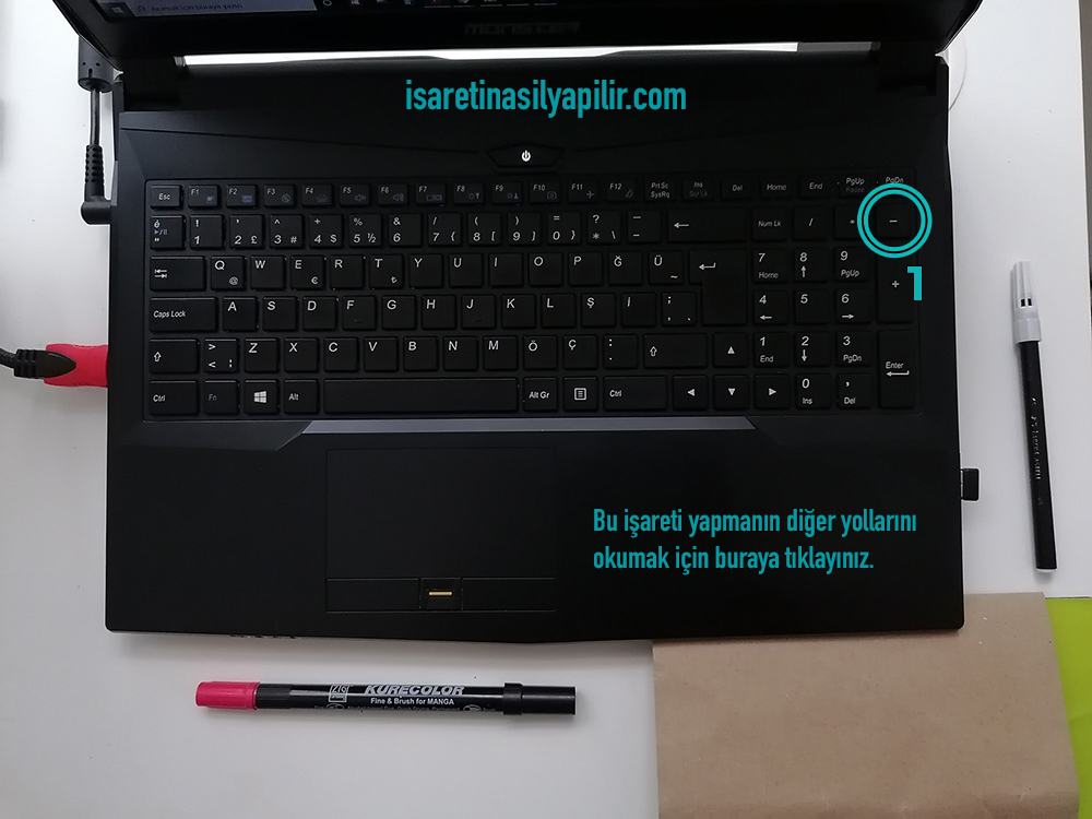 Klavyede eksi işareti